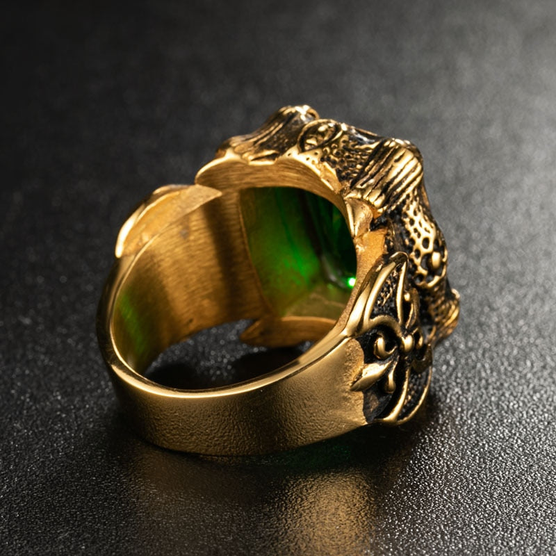 Men's Gold Color Vintage Gothic Dragon Claw Biker ring