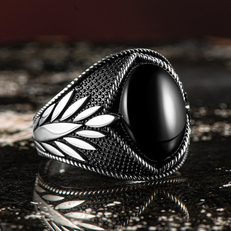 Ancient Silver Color Carved Eagle Ring