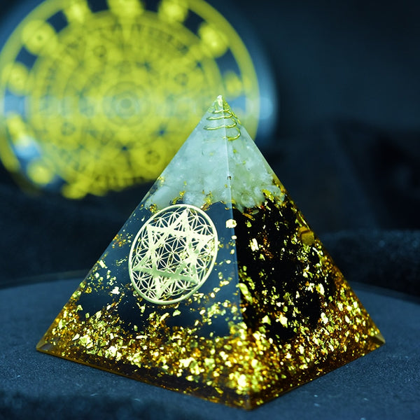 Ajna Chakra Raziel Natural White Crystal Resin Pyramid