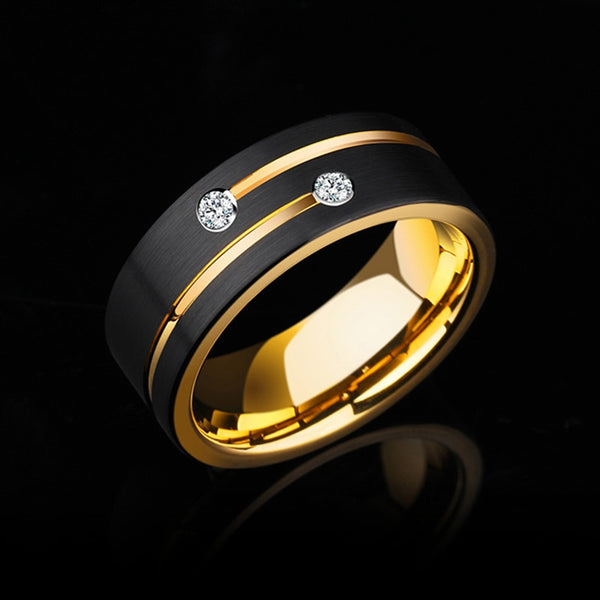 Luxury Mens 8mm Black Stainless Steel Ring