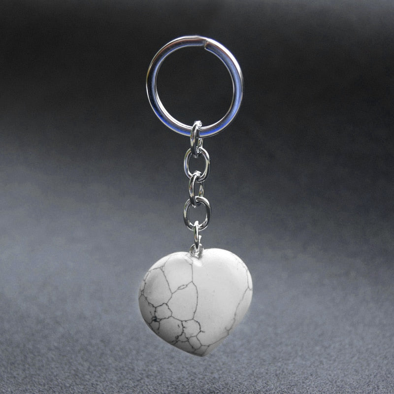 Natural Heart Stone Rose Quartz Keychain