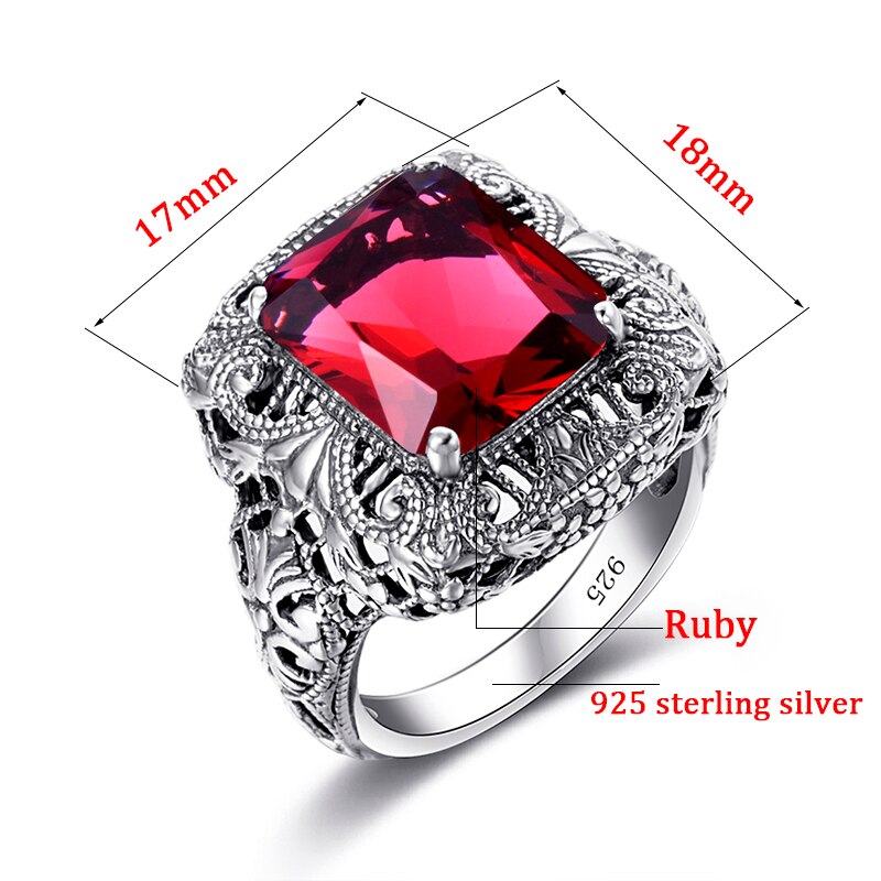 Unique Handmade 925 Sterling Silver Ring Ruby Stones For Men