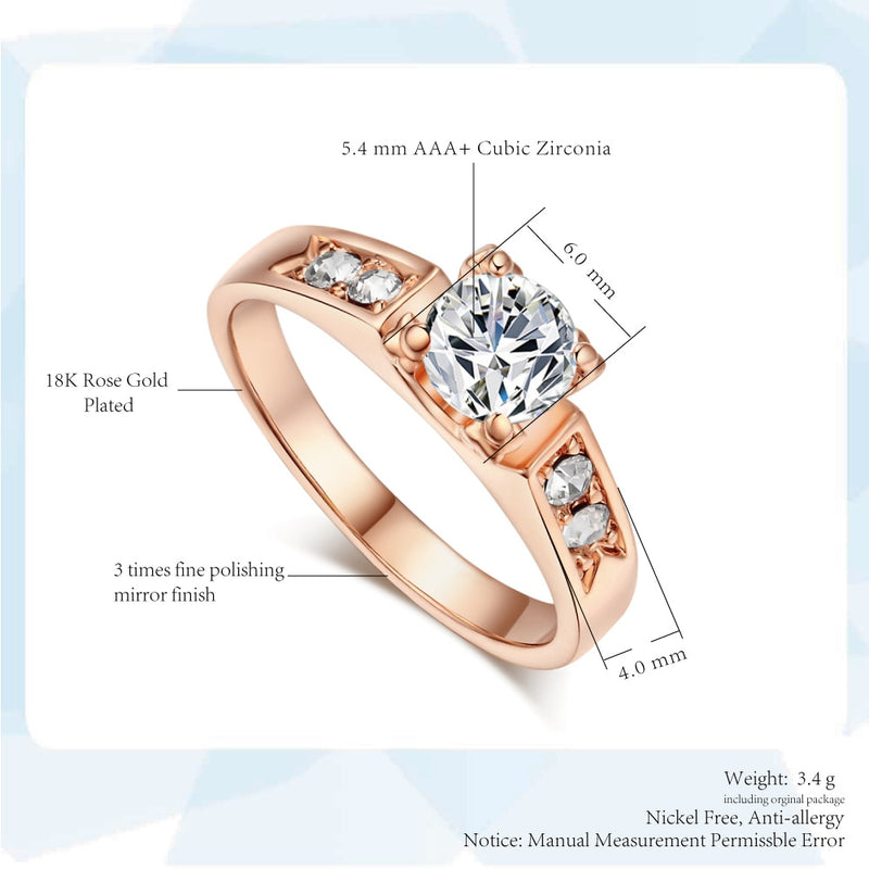 Zircon Cubic Zirconia 4 Claw Wedding Finger Ring