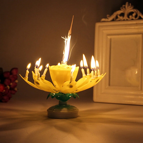 Rotating Musical Flower Candle 