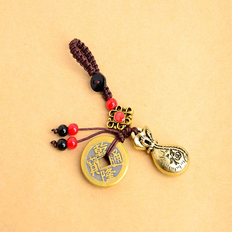 Feng Shui Brass Money Bag Keychain