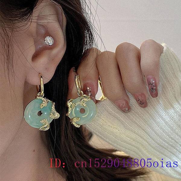 Jade Stone Donut Luxury Earrings