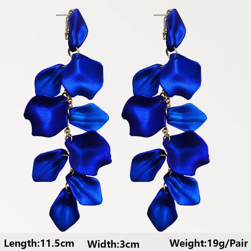 Dark Blue Series Long Dangle Drop Earrings