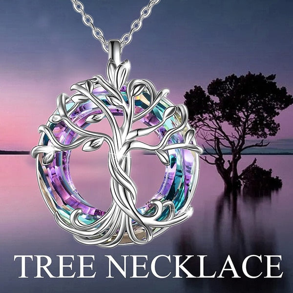 Silver Celtic Family Tree of Life Necklace 