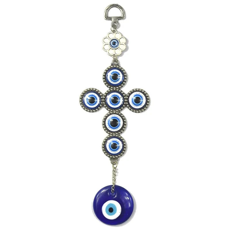 Turkish Blue Evil Eye Cross Amulet Pendant
