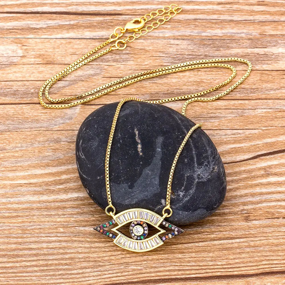 Evil Eye CZ Stone Necklace 