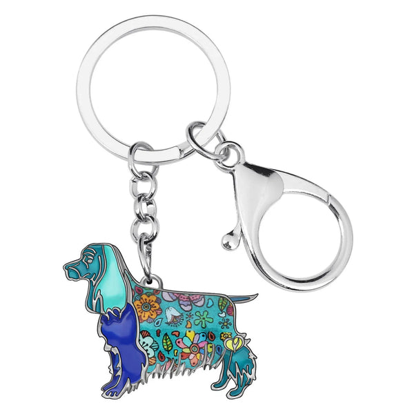 WEVENI Enamel Spaniel Dog Keychain