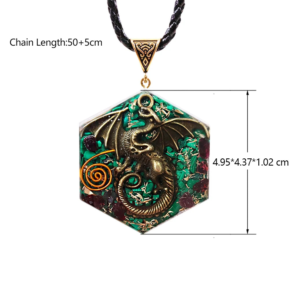 Necklace with Malachite & Garnet Healing Crystals
