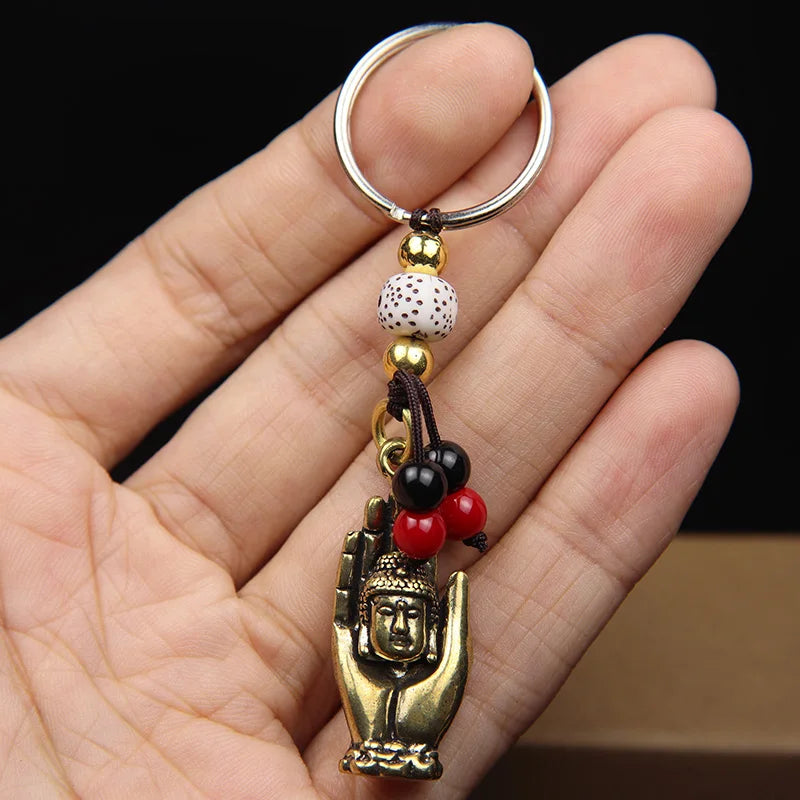 Vintage Brass Buddha Keychain