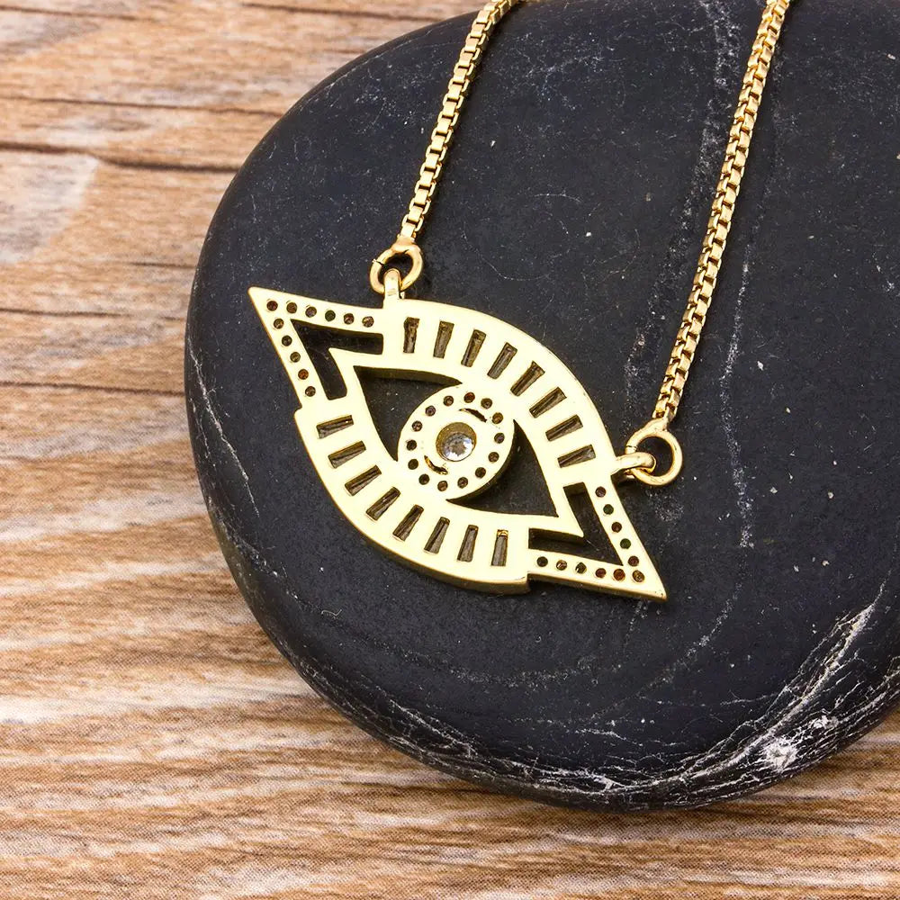 Evil Eye CZ Stone Necklace 