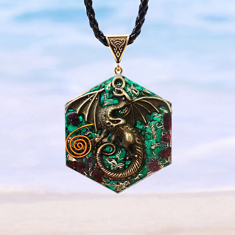 Necklace with Malachite & Garnet Healing Crystals