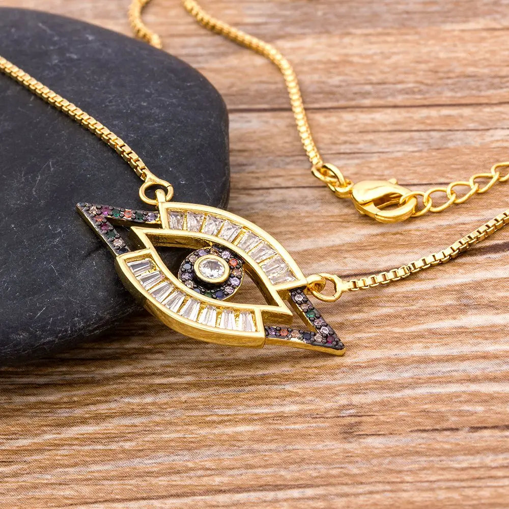 Evil Eye CZ Stone Necklace 