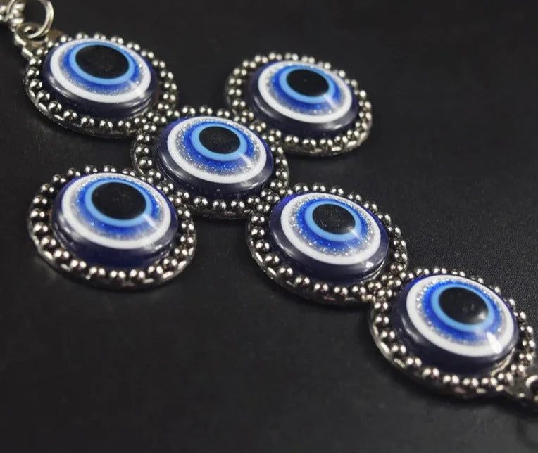 Turkish Blue Evil Eye Cross Amulet Pendant