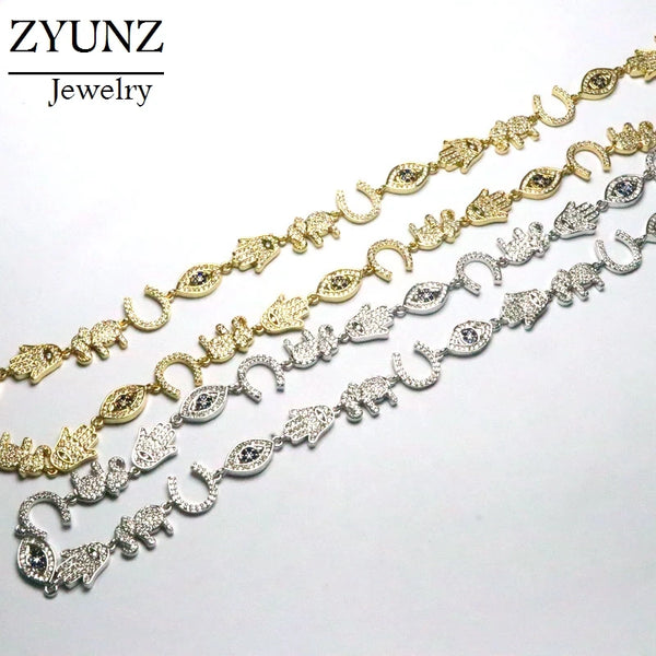 Gold & Silver CZ Link Chain