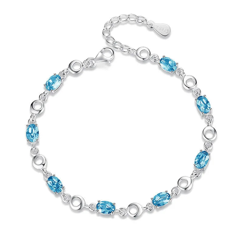 Blue Topaz & Silver Bracelet for Women 