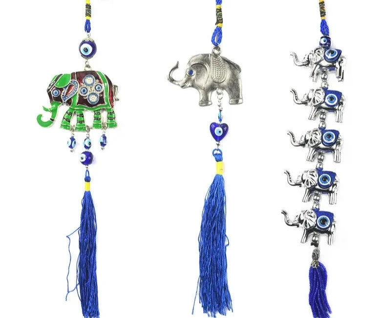 Turkish Blue Evil Eye Elephant Tassels Amulet 
