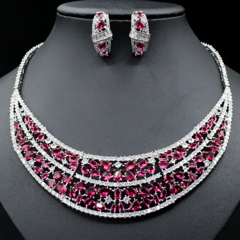 Luxury Rhodium Silver Cubic Zirconia Necklace