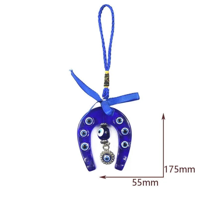 Turkish Blue Evil Eye Horseshoe Resin Amulet