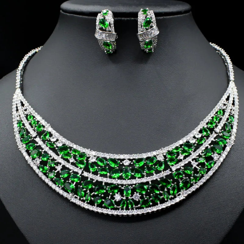 Luxury Rhodium Silver Cubic Zirconia Necklace