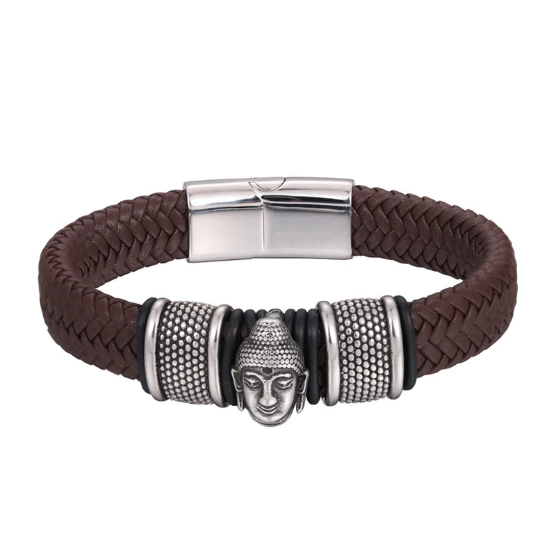 Vishnu Shakyamuni Buddha Leather Bracelet