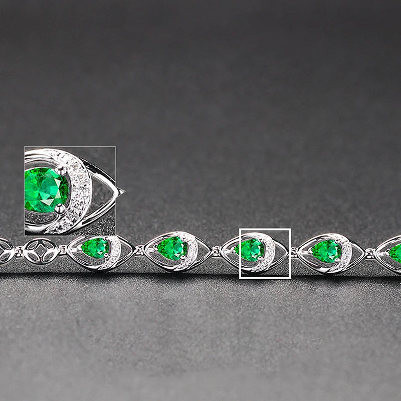 Emerald Water Drop 925 Silver Bracelet