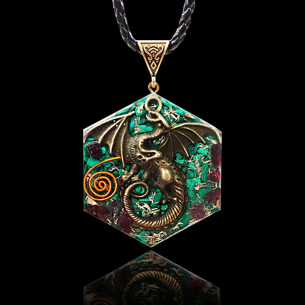 Necklace with Malachite & Garnet Healing Crystals