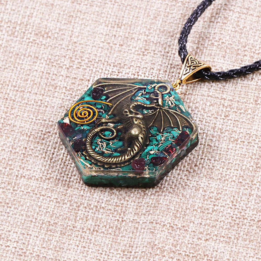 Necklace with Malachite & Garnet Healing Crystals