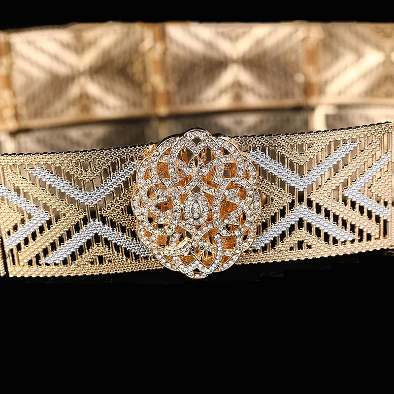 Elegant Moroccan Wedding Belt - Crystal Flower Waist Chain