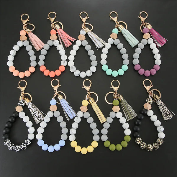 Silicone Beaded Tassel Keychain