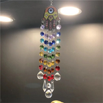 Quartz Crystal Evil Eye Hand Tassel Car Hanging