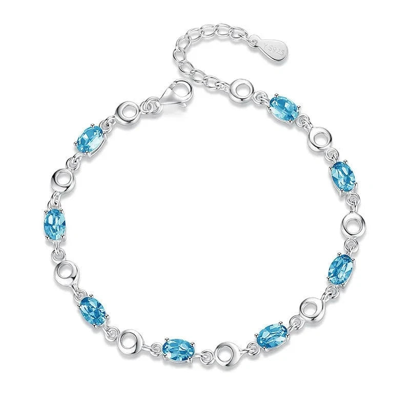 Blue Topaz & Silver Bracelet for Women 