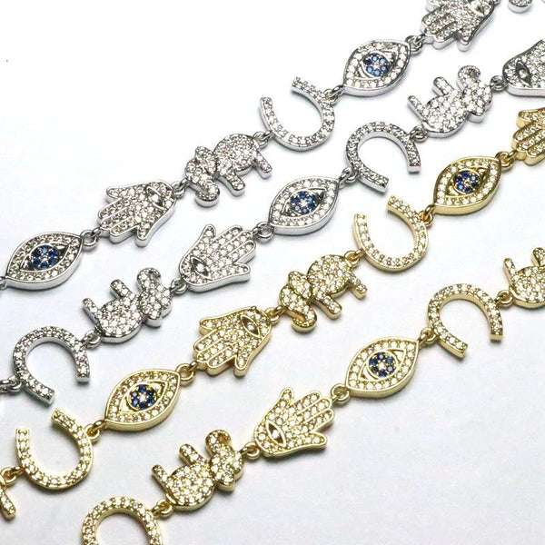 Gold & Silver CZ Link Chain