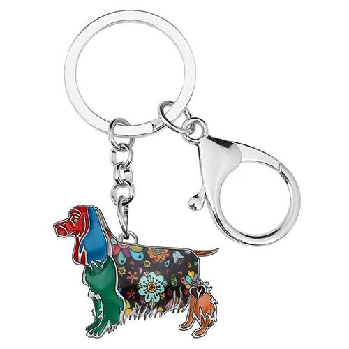 WEVENI Enamel Spaniel Dog Keychain