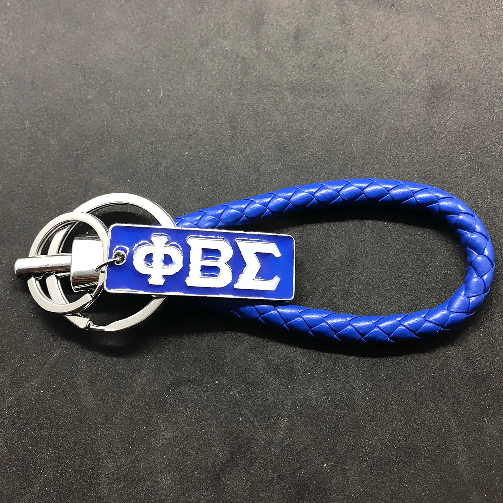 Navy Blue Leather Keychain