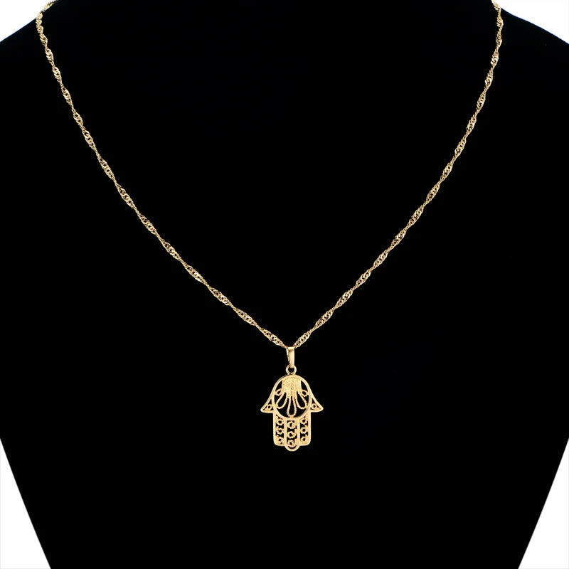 Filigree Hamsa Hand Gold Protection