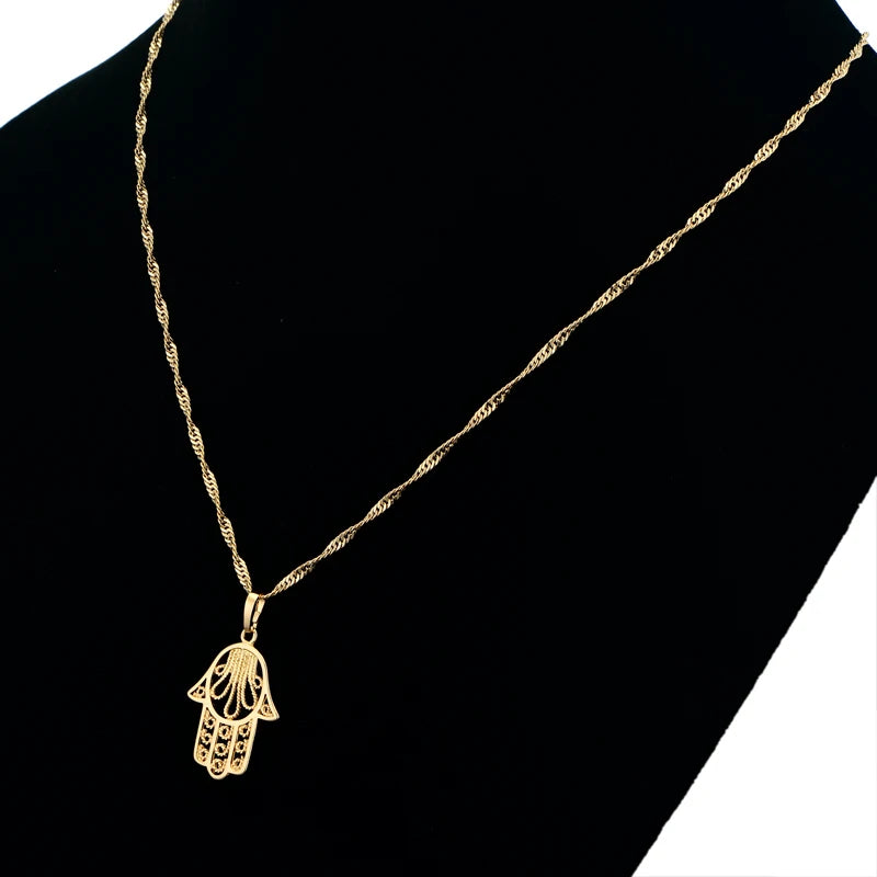 Filigree Hamsa Hand Gold Protection