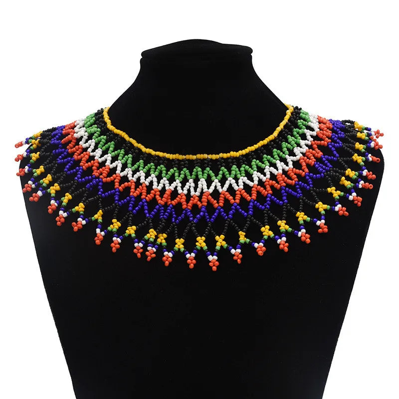 Multicolor Resin Beads Choker - Egyptian Tribal Necklace