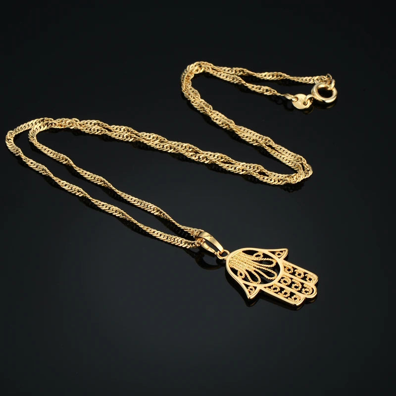Filigree Hamsa Hand Gold Protection