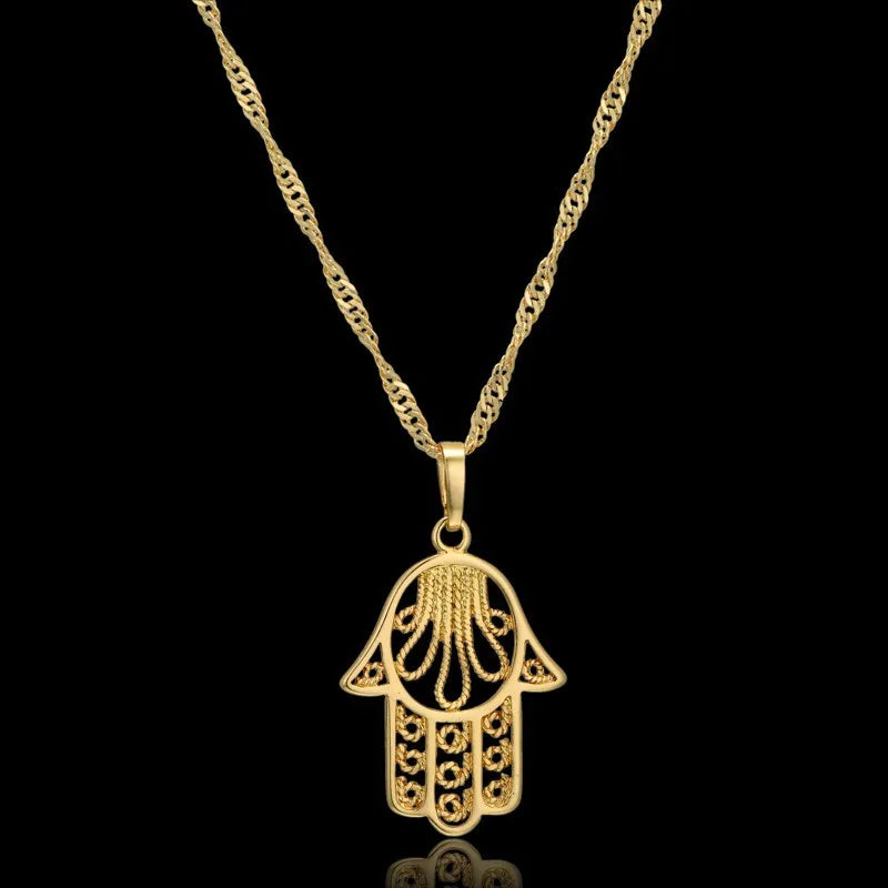 Filigree Hamsa Hand Gold Protection