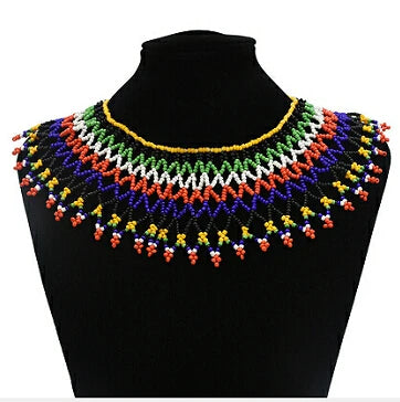 Multicolor Resin Beads Choker - Egyptian Tribal Necklace