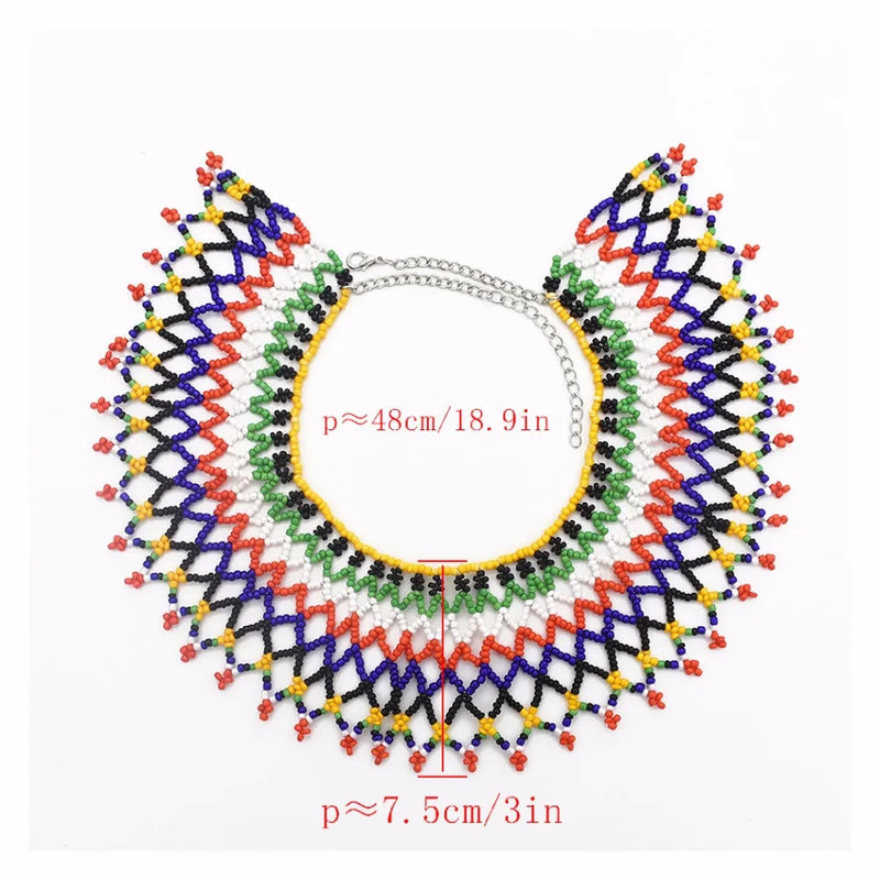 Multicolor Resin Beads Choker - Egyptian Tribal Necklace