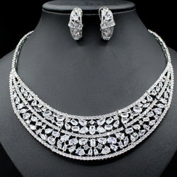 Luxury Rhodium Silver Cubic Zirconia Necklace