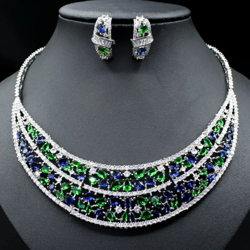 Luxury Rhodium Silver Cubic Zirconia Necklace