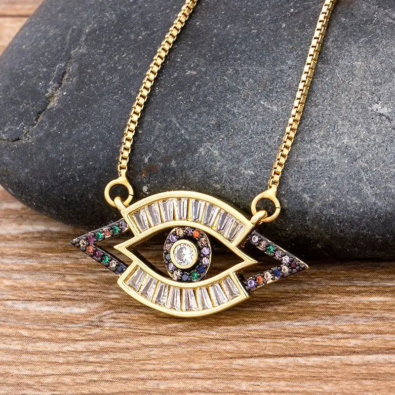 Evil Eye CZ Stone Necklace 