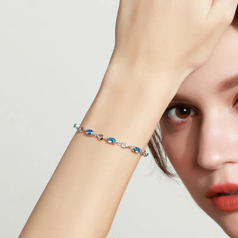 Blue Topaz & Silver Bracelet for Women 