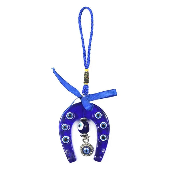 Turkish Blue Evil Eye Horseshoe Resin Amulet